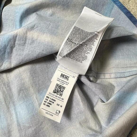 NWT Diesel S-Daraa Shirt 439 Electric/Blue Men’s Size 50 Plaid Button Up $225 - Picture 12 of 15